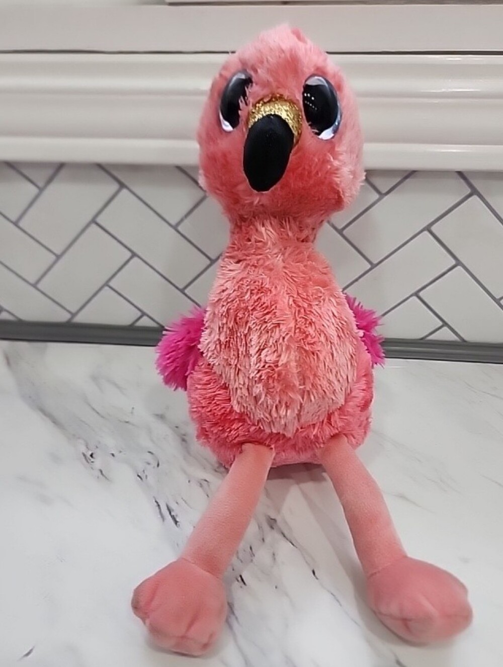 Ty Beanie Boos GILDA Pink Flamingo Plush Stuffed Animal Toy 14” tall